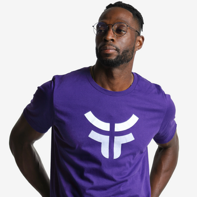 purple fearless tshirt with purple cow logo