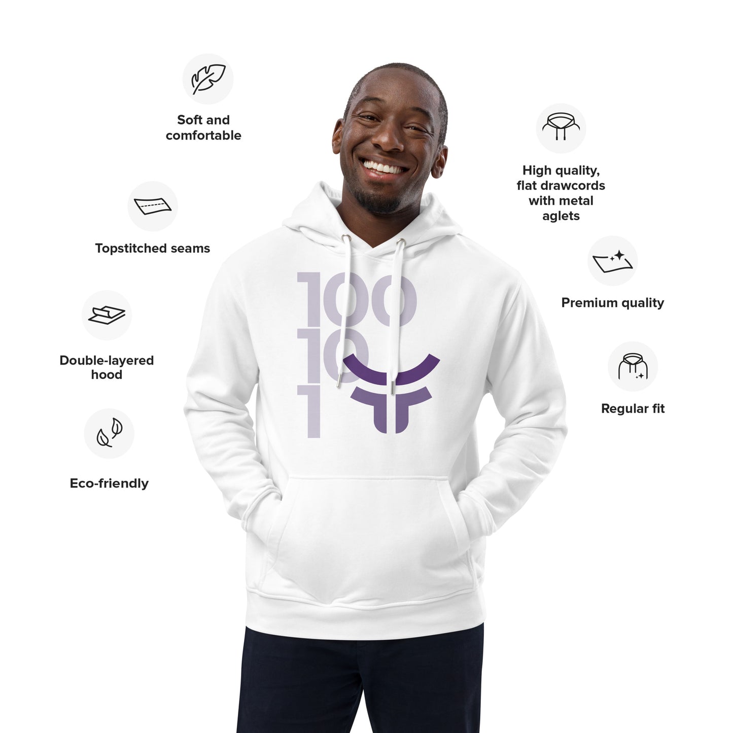 New 3.0 Logo and Fearless Logo - White Premium eco hoodie