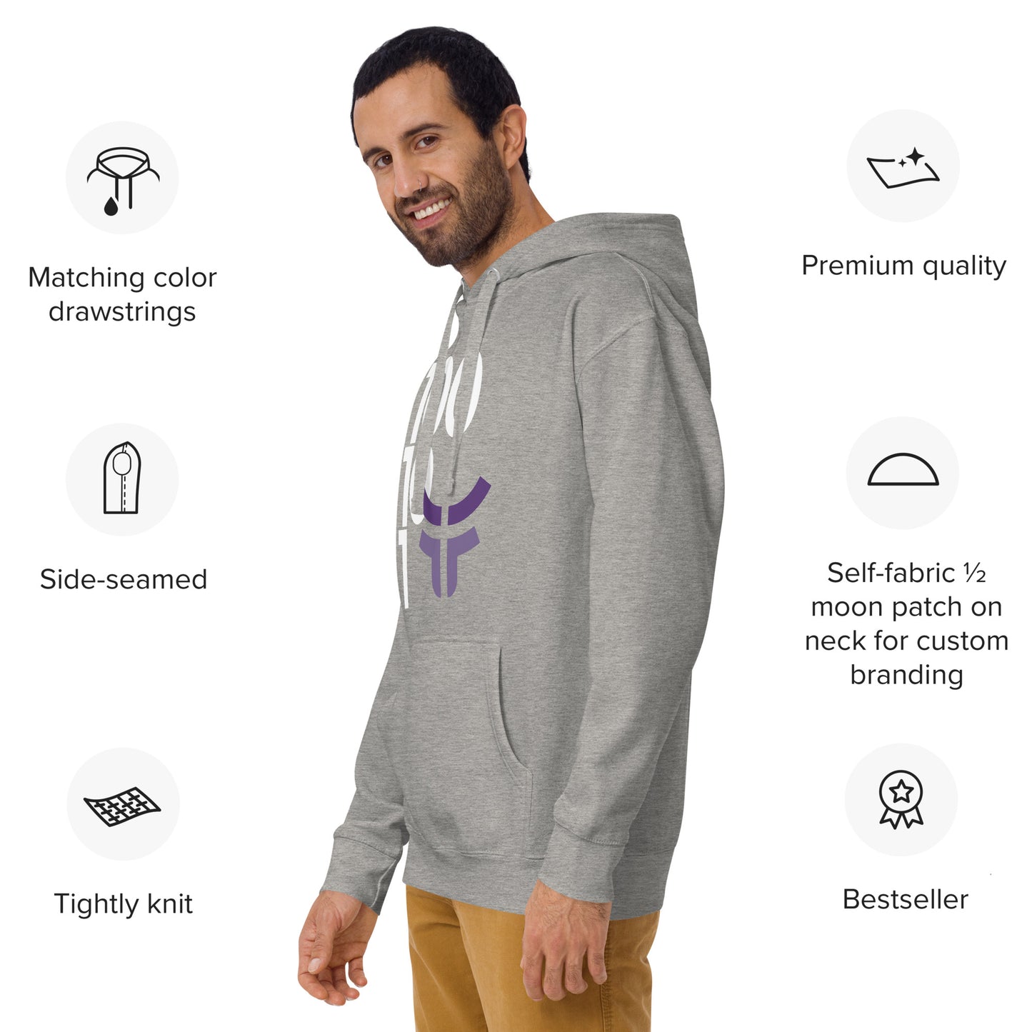 New 3.0 Logo and Fearless Logo - Gray Drawstring Unisex Hoodie