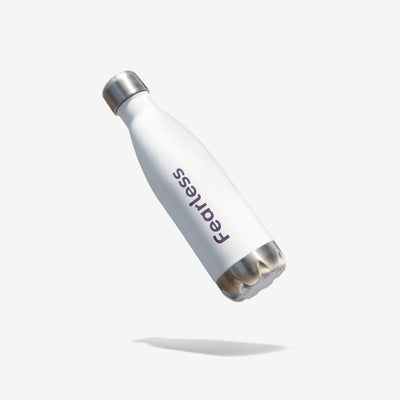 white fearless stainless steel water bottle